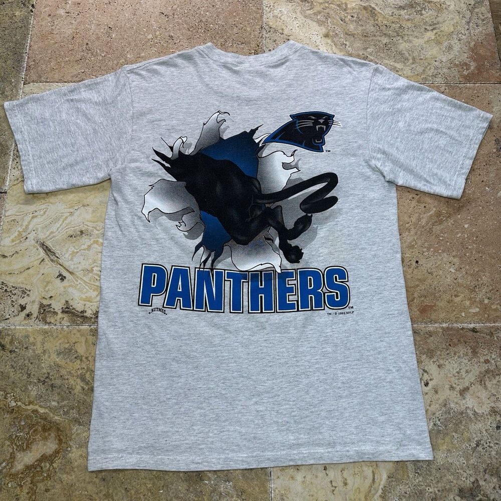 Vintage Carolina Panthers T-Shirt Large Nutmeg 1993 Double Sided USA Made - Picture 2 of 11